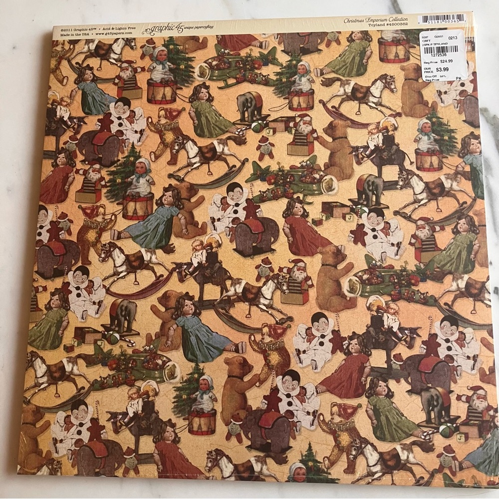 12x12 paper‎ Vintage Christmas Party with stamps and stickers